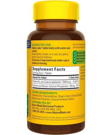 Nature Made Vitamin B12 1000 mcg 75 Time Release Tablets - Energy Metabolism Support, 75 Day Supply - Buy Online on GoSupps.com