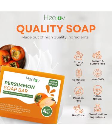 Persimmon Soap Bar for Body Odor Control | Purifying Deodorizing Wash for Men & Women | Skin Brightening & Hyperpigmentation Solution - Buy Online on GoSupps.com