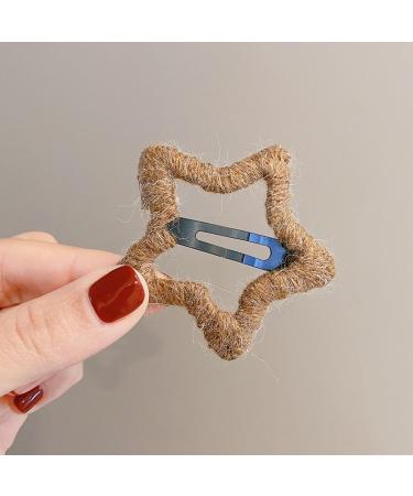 Muloo Wool Hair Clip Hair Barrettes Snap Clip Headpieces Winter Star Shape French Barrettes Headwear Hair Accessories Black - Buy Online on GoSupps.com