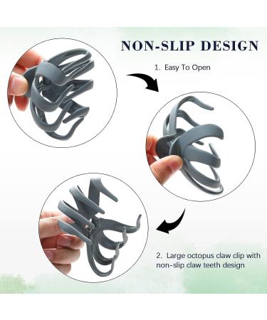 5PCS Large Octopus Hair Claw Clips - Non-slip Strong Hold Matte Clips for Thick Hair - Set of 5 in Black, Gray, Blue, Pink, Brown - 3 Inch Spider Claw Clips for Women and Girls - Buy Online on GoSupps.com