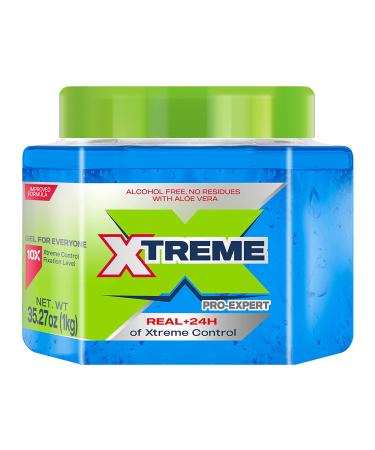 Xtreme Pro-Expert Blue Styling Hair Gel 24-Hours Xtreme Control With Aloe Vera 35.27 oz Jar (Pack of 6)