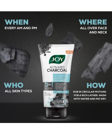 Joy Charcoal Face Wash for Oil Control & Dirty Removal - Activated Charcoal for Oily Skin | Fights Pollution Blackheads Acne & Pimples (2x100ml - Buy Online on GoSupps.com