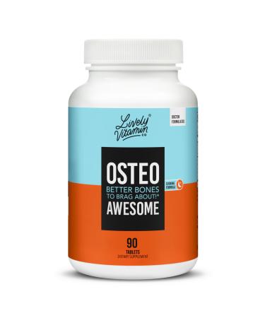 LIVELY VITAMIN CO. Osteo Awesome - Stronger Bones, Joints & Teeth - Better Bone Density - Calcium, D3, Magnesium, Boron, Silicon, Strontium, Vitamin K2, Melatonin - 90 Vegetable Capsules