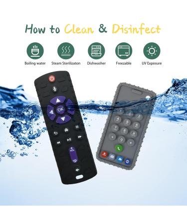 2 Pack GTIVAA TV Remote Control Teething Toys for Baby | Silicone Chew Toys for Toddlers 0-24 Months | BPA Free | Black+Grey - Buy Online on GoSupps.com