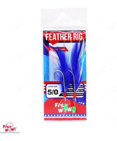 Fish WOW! 10pk Colors Fishing Feather Rockfish Rig with 5/0 High-Carbon Hooks - Buy Online on GoSupps.com