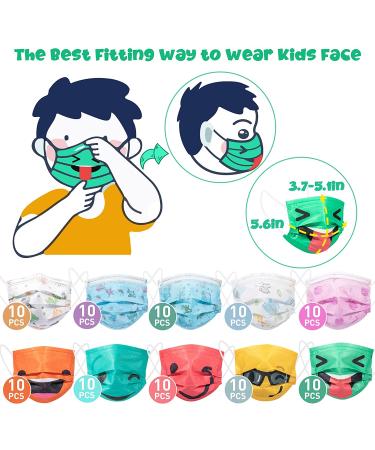 100PCS Kid Size Disposable Face Masks - 3 Ply Safety Cute Mask for Boys and Girls - Child Protection Colorful Face Mask - Pack of 100 - Buy Online on GoSupps.com