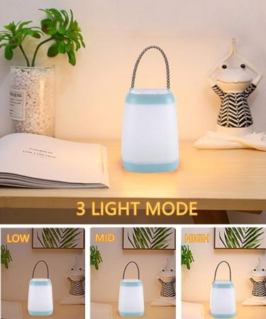 USB Rechargeable Night Light for Kids | Portable Camping Lantern with 3 Modes | Cyan | Indoor Outdoor Bedroom Emergency Use - Buy Online on GoSupps.com
