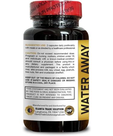 Water Away Supplement - Fast Acting Bloating Relief & Herbal Diuretic Pills | 60 Capsules for Water Retention & Flushing - Buy Online on GoSupps.com