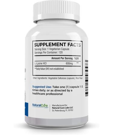 Buy Clean L-Lysine 600mg - Vegan Non-GMO Gluten-Free Capsules | 120 Count - Fast International Shipping - Buy Online on GoSupps.com