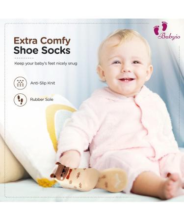 Babyio Anti-Slip Baby Sock Shoe for First Walking - Brown 18-24 Months - Buy Online on GoSupps.com