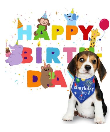 Shop Dog Birthday Accessories - Blue Bandana Scarf Set for All Sizes | Celebrate Your Pup's Special Day - Buy Online on GoSupps.com