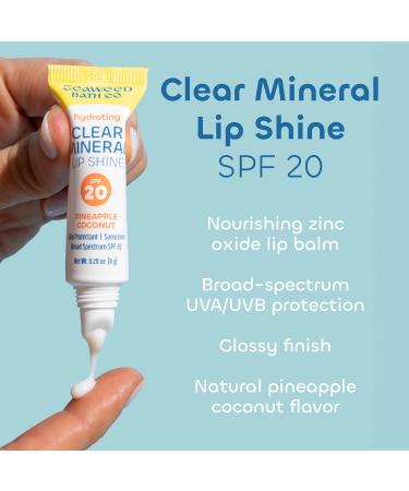 Seaweed Bath Co. Hydrating Clear Mineral Lip Shine SPF 20 - Zinc Oxide Lip Balm 6 Pack for Moisturizing Dry & Chapped Lips - Buy Online on GoSupps.com