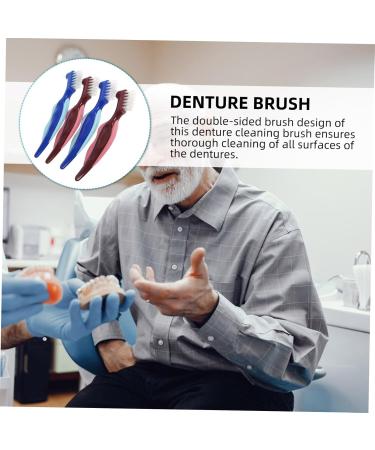 Buy Sewoart Double-Sided Prosthesis Toothbrush Set for Seniors - 4 Pieces Travel-Friendly Prosthetic Brushes - Buy Online on GoSupps.com
