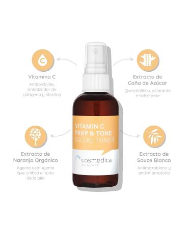 Organic Vitamin C Prep & Tone (4oz) Facial Toner for Chemical Peels | Minimize Pores, Balance pH, Remove Dirt & Makeup - Buy Online on GoSupps.com