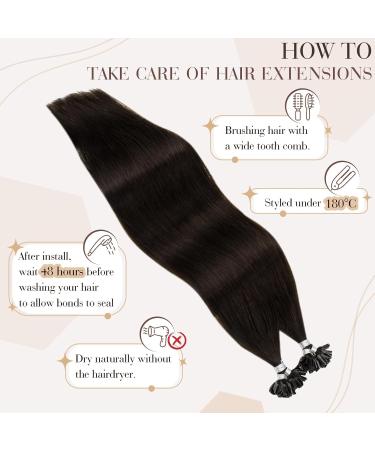 Hetto Real Hair Extensions - Darkest Brown #2 18 Inches 50g Smooth Bonding - International Shipping - Buy Online on GoSupps.com