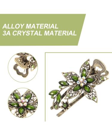 Healeved Elegant Vintage Hair Claw Clip - Ornate Gold Hairpins and Green Hair Accessories for Women - Crystal Embellished Barrettes and Flower Hair Clips - Buy Online on GoSupps.com