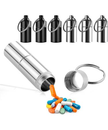 GREVOSEA Waterproof Mini Pill Keychain - 6 Partable Aluminum Alloy Capsule Box with 3 Compartments - Portable Tablet Organizer for Travel - Buy Online on GoSupps.com