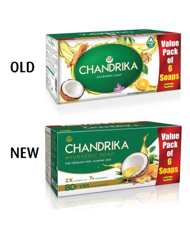 Chandrika Ayurvedic Soap 125g - Pack of 6 | Natural & Eco-Friendly International Shipping - Buy Online on GoSupps.com