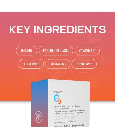 Synergy Worldwide E9 30 Doses | 500mg L-Arginine Supplement with B12, B6, Pantothenic Acid | Supports Physical Performance & Reduces Fatigue - Buy Online on GoSupps.com