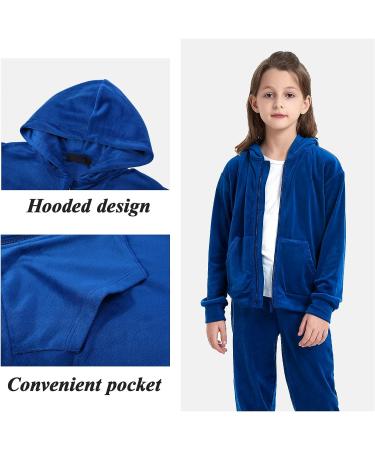 Bobo Bloom Velour Tracksuit for Girls | Hooded Sports Suit | Dark Blue | 5-6 Years - Buy Online on GoSupps.com