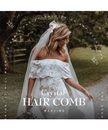 Edary Bride Wedding Hair Comb Silver Flower Headpiece Pearl Wedding Hair Clip Bridal Rhinestone Hair Accessories for Women and Girls - Buy Online on GoSupps.com