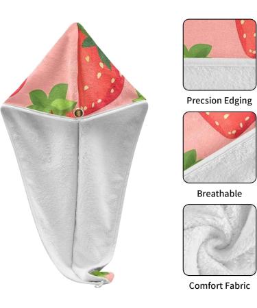 Strawberry Pattern Hair Towel 2 Pack - Super Absorbent Quick Dry Hair Turbans for Women & Girls - Buy Online on GoSupps.com