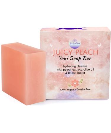 ExSoullent Peach Yoni Soap Bar - 6 OZ Handmade & Natural PH Balanced Soap for Women, Hydrating Cleanse without Sulfates or Parabens (170g) Juicy Peach