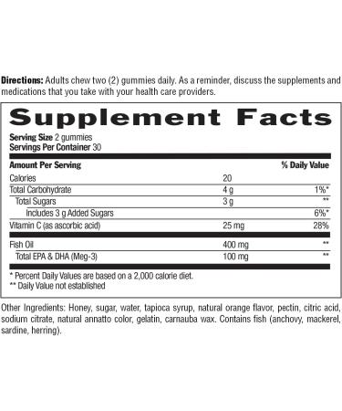 Country Life Omega-3 Honey Gummies Cardiovascular & Brain Health Support Non-GMO Certified Gluten Free Naturally Sweetened 60 Gummies - Buy Online on GoSupps.com