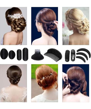PMELCXD Bump It Up Volume Hair Base 12 Pieces Set Sponge Styling Insert Braid Tool Hair Bump Up Comb Clip Bun Hair Pad Accessories for Women Girls DIY Hairstyle - Buy Online on GoSupps.com