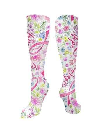 Breast Cancer Ribbons Love Hope Faith compression socks for women and men with a circulation of 15-20 mmHg is the best support for sporty running and cycling