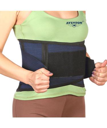AVESTON Back Support Lower Back Brace for Back Pain Relief - Thin Breathable Rigid 6 ribs Adjustable Lumbar Support Belt Men/Women Keeps Your Spine Straight Surgery Fracture - Small 28-33