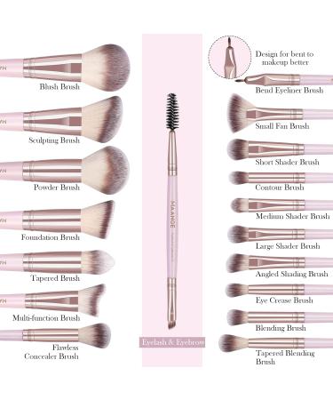 MAANGE 18-Piece Premium Synthetic Makeup Brush Set in Pink - Professional Face, Powder, Blush, and Eye Shadow Brushes - Buy Online on GoSupps.com