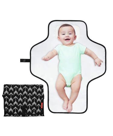 BABEYER Nappy Changing Mat Large Travel Portable Changing Mat with Head Cushion for Home Travel Outside Black