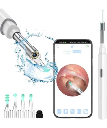 QDCFY OTOSKOK Endoscopic camera tool for removing ear wax wireless otoscope with LED light for iPhone iPad and Android smartphone (black) white