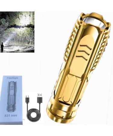 Jhbsou Zunila Flashlight Adozza Flashlight Multifunctional Rechargeable Flashlight 2024 New Charger and Flashlight 2 in 1 Mini Portable USB Super Bright 3 Modes Waterproof Flashlight (Gold)