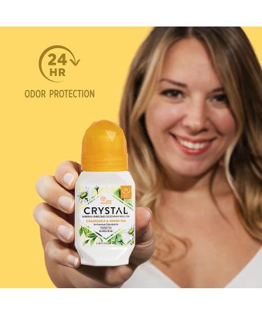 CRYSTAL Mineral Deodorant Roll-On 3-Pack | 24-Hour Odor Protection, Non-Staining, Chamomile & Green Tea, Aluminum & Paraben Free - Buy Online on GoSupps.com