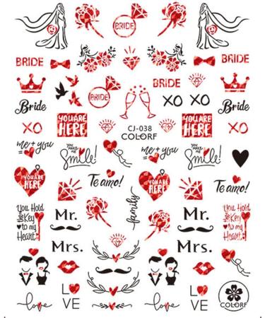 9 Sheets Valentines Day Nail Art Stickers Decals Self-Adhesive Love Rose Flowers Red Black Nail Supplies Nail Art Design Decoration Accessories - Buy Online on GoSupps.com