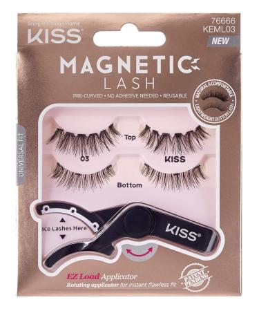 Kiss Magnetic Lash Pre-Curved/No Adhesive Needed/Universal Fit. EZ Load Applicator Included- KEML03