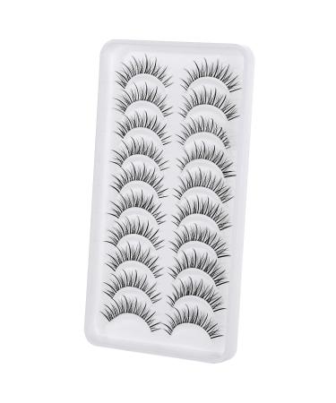 Outopen Manga Lashes 10 Pairs Pack - Japanese Anime & Korean Asian Style | Natural Look, Wispy Spiky, Short Fake Eyelashes with Clear Band - C-Clear Band Y6 | 8-13mm - Buy Online on GoSupps.com