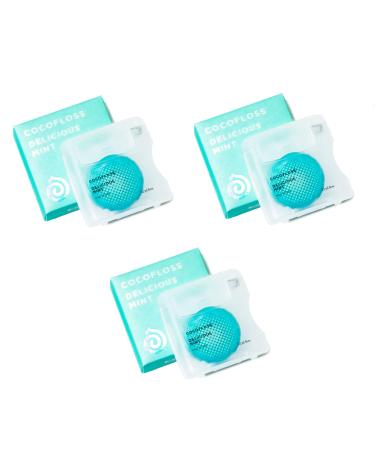 COCOFLOSS Coconut-Oil Infused Woven Dental Floss | Mint | Dentist-Designed | Vegan and Cruelty-Free | 6 Month Supply (32 Yds x 3 Units) Fresh Mint