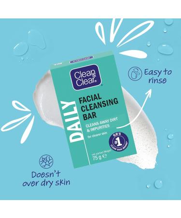 Clean & Clear Facial Cleansing Bar 75g - Gentle Cleansing Bar for Clear Skin - Pack of 1 - Buy Online on GoSupps.com