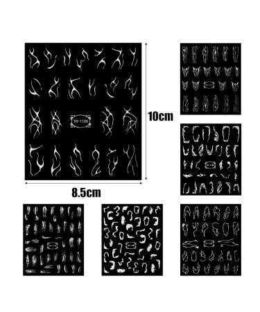 6 Leaf Nail Ticker - Self-Adhesive Silver Abstract Line & Glitter Nail Art Stickers for Women & Girls | DIY Christmas Nail Decoration - Buy Online on GoSupps.com