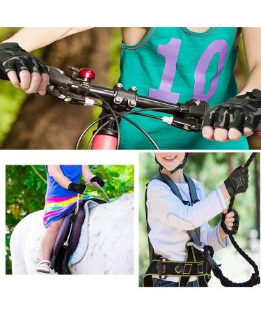 Integkoos Children's Racing Bike Gloves - Half-Finger MTB & Roller Skate Anti-Slip Training Gloves for Young Girls - Short Sports Gloves for Riding Fishing Golf - Black - Buy Online on GoSupps.com