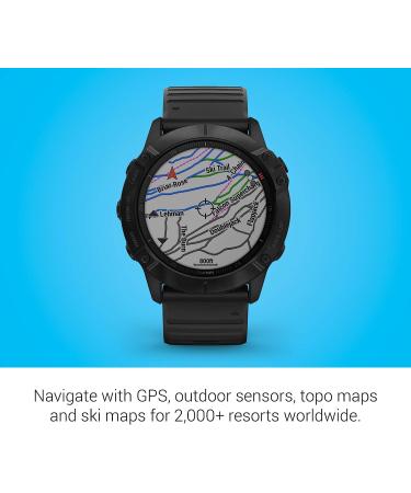 Garmin 010-02157-00 Fenix 6X Pro  Premium Multisport GPS Watch  Features Mapping  Music  Grade-Adjusted Pace Guidance and Pulse Ox Sensors  Black 6X Pro - Black 6X Pro Watch - Buy Online on GoSupps.com