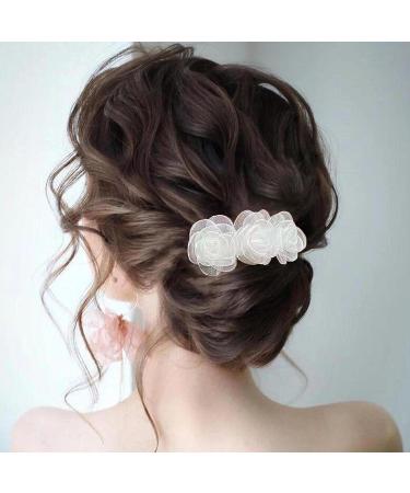 Iaceble Boho Lace Flower Hairpin Barrette - White Wedding Bridal Hair Accessory for Women and Girls - Buy Online on GoSupps.com