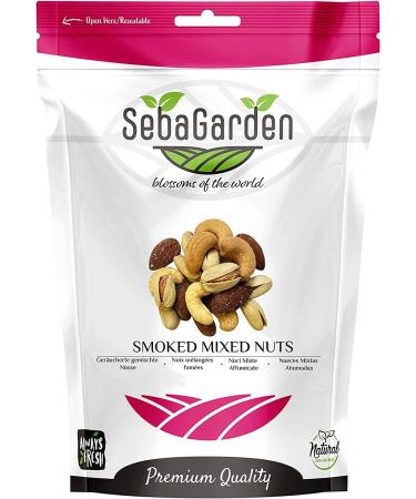Seba Garden Premium Smoked Spiced Mixed Nuts 500g In-Shell Pistachio Roasted Almond Roasted Cashew Non-GMO Gluten Free Vegan Keto and Paleo Friendly Perfect Healthy Snacks Resealable Package 500.0 grams