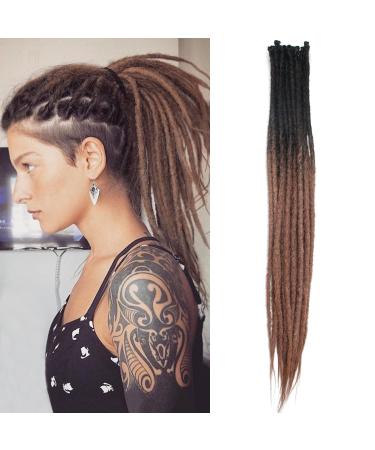 Thin 0.6cm synthetic dreadlock extensions handmade 24 inch 20 strands crochet hair long crochet braids hip-hop soft dreads hair extensions 24inch-two colors 2-cho#