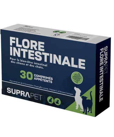 Suprapet Intestinal Flora Dogs and Cats 30 tablets - Natural complementary food with lactic ferments, probiotics, Vitamin C for the intestine, bacterial flora and immune defenses