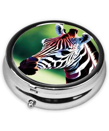 Zebra & Giraffe Round Pill Box | Lightweight Moisture-Proof Portable for Emergency Meds & Fish Oil - One Size - Buy Online on GoSupps.com