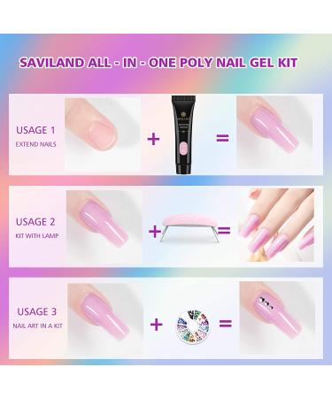 Saviland Poly Nail Gel Kit - All-in-One Glitter Nail Extensions & Builder Gel with Dryer | Perfect for Beginners & Nail Technicians - Buy Online on GoSupps.com